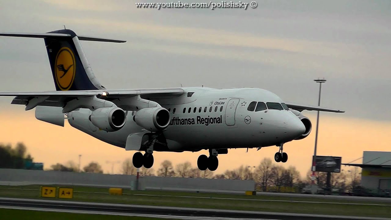 Lufthansa Avro RJ85 Reg: D-AVRJ Landing at Prague Ruzyne LKPR / PRG 21.04.2012