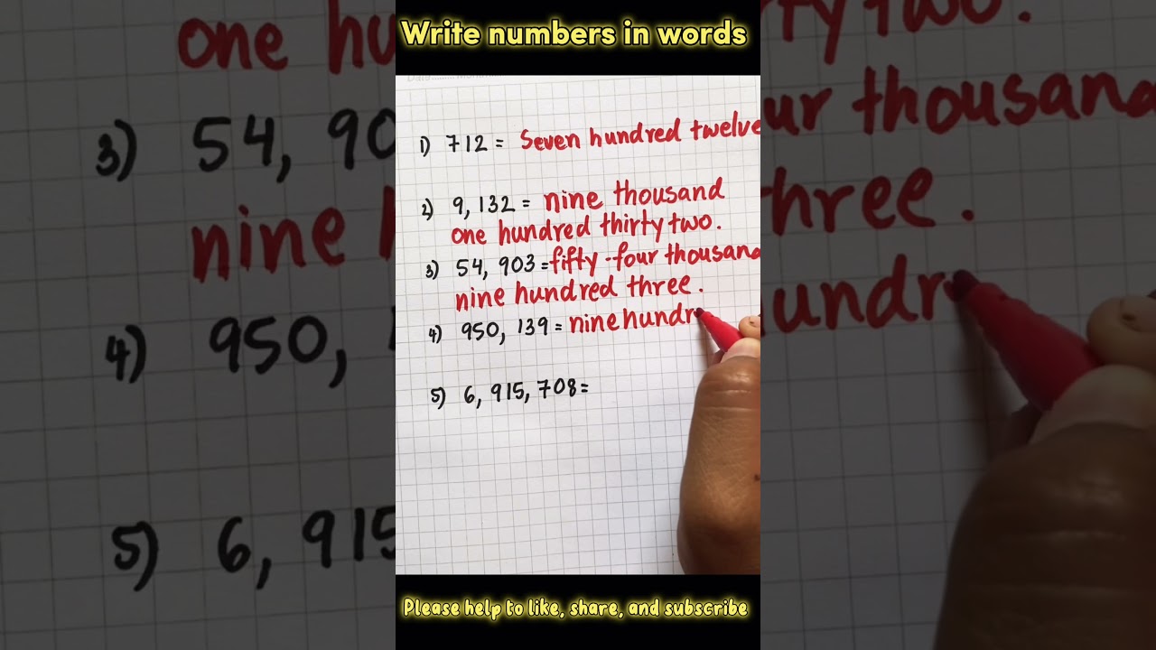 Write each of the numbers in words #shortvideo #number #words #mathematics #learning