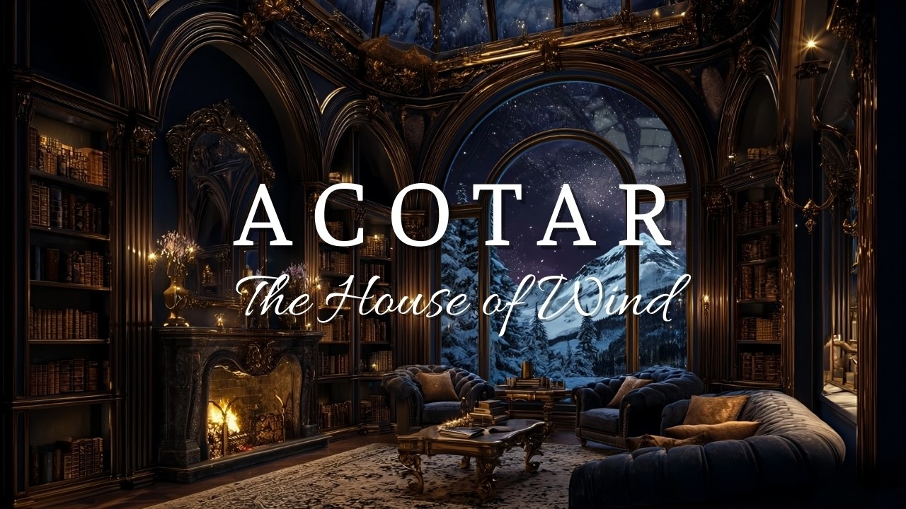 Sleep Better in the House of Wind | Night Court Ambience with Snowy Wind, Fireplace & Starry Night