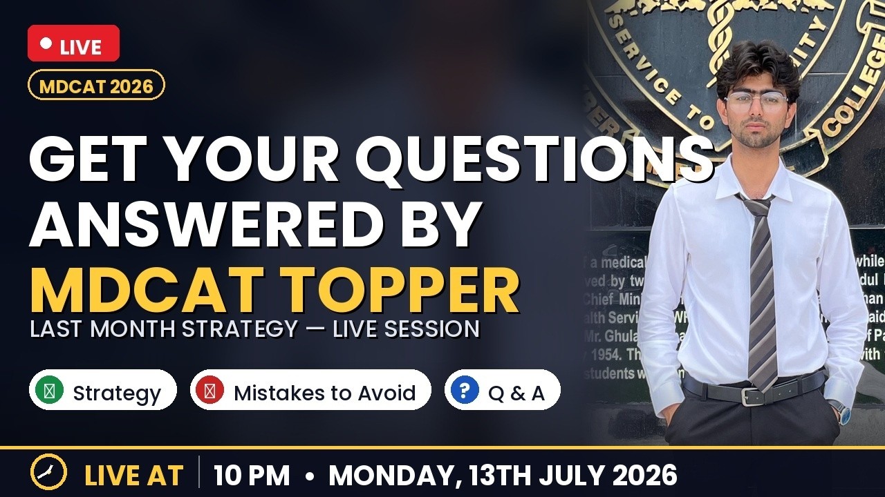 Live MDCAT guidance | Last Month strategy | MDCAT guidance by MDCAT Topper | MDCAT 2026