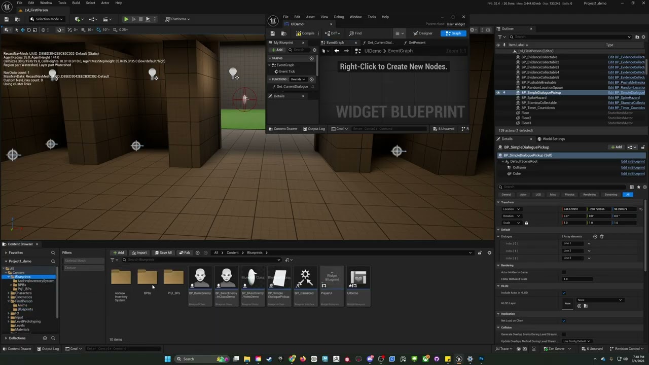 Unreal Engine - Health Bar and Dialogue Interactable BPB#6