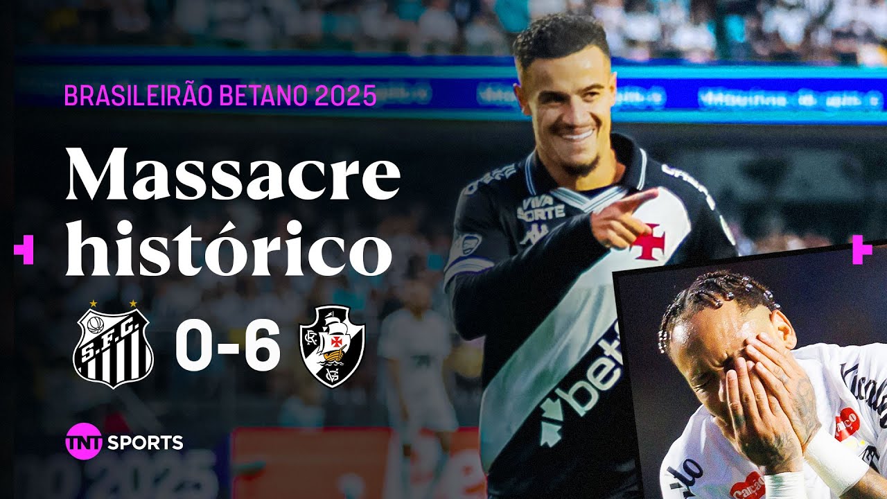 VASCO FAZ GOLA&Ccedil;OS COM SHOW DE COUTINHO E PIT&Oacute;N, E NEYMAR CHORA NO FINAL DO JOGO | SANTOS 0X6 VASCO