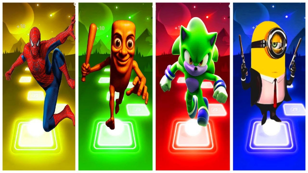 Spiderman 🆚 Tung Tung Tung Sahur 🆚 Sonic 🆚 Minions 🎶 TilesHop EDM Rush