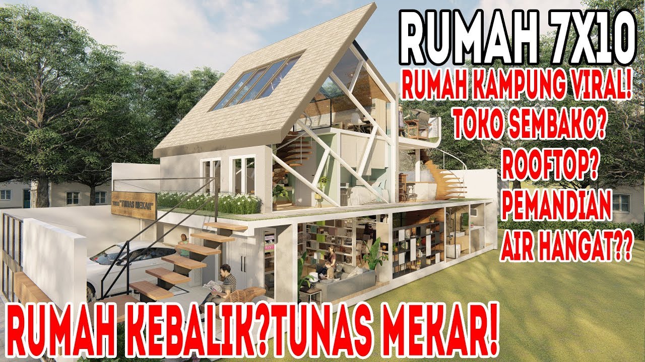 Desain rumah kampung 7x10 2 lantai 3 kamar tidur