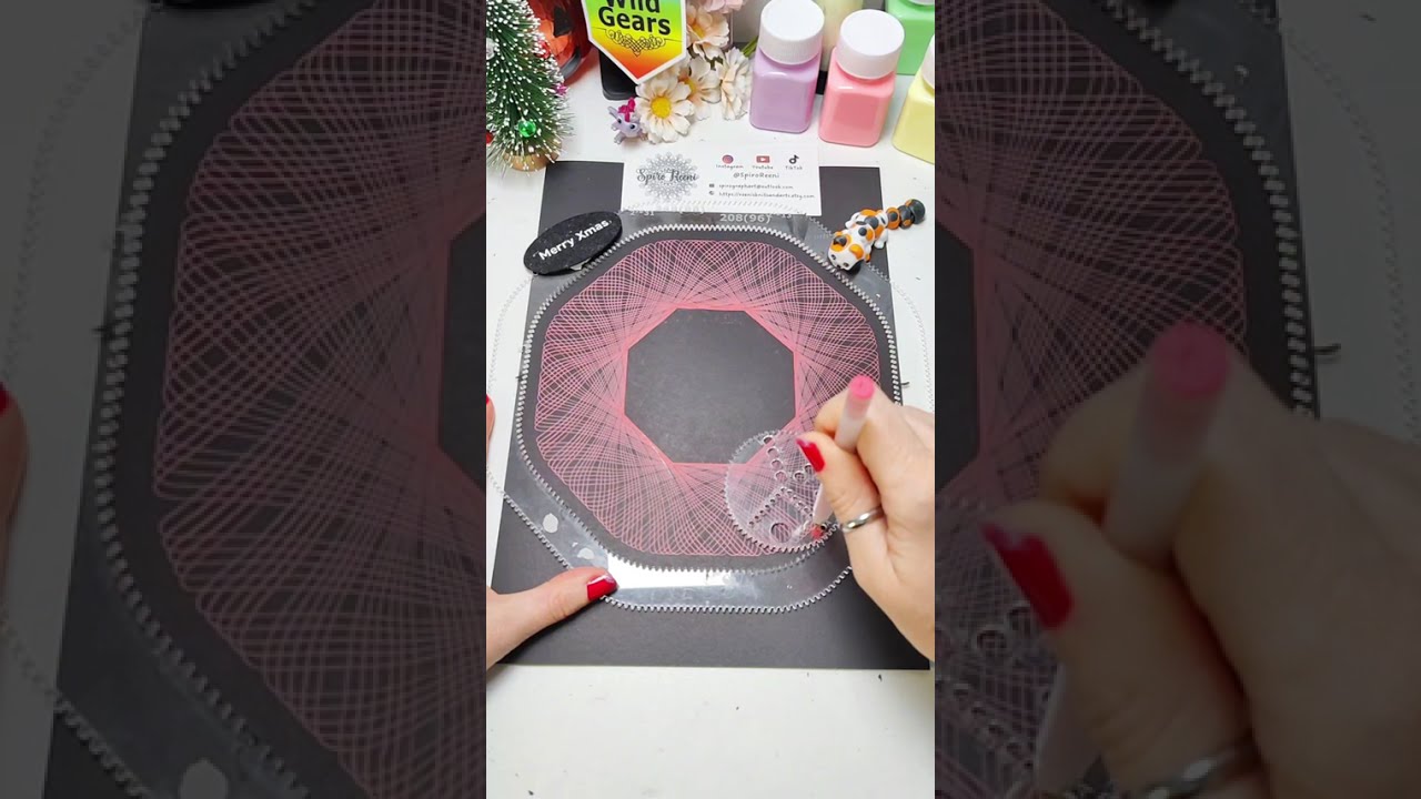 Red Spirograph on Black Paper ASMR | Mesmerizing Geometric Pattern 