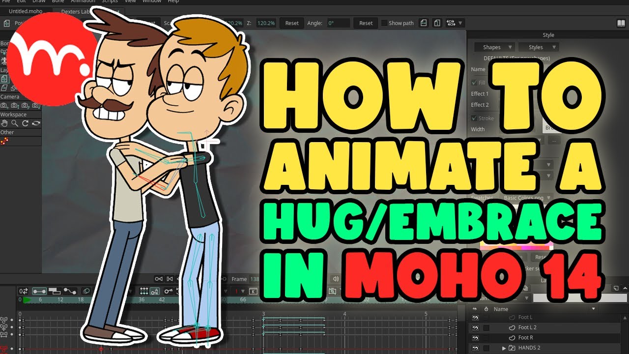 Animating 2 characters hugging in Moho 14. Using Reference Layers.