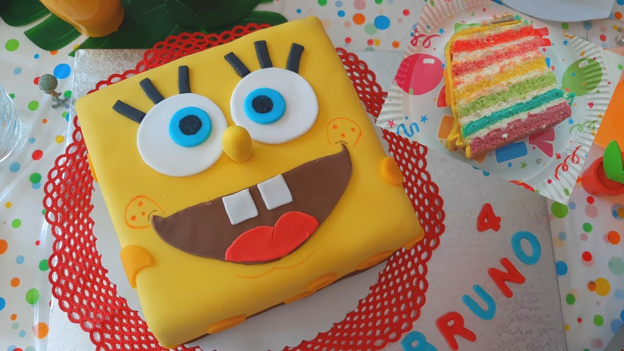 Spongebob - Regenbogen Torte mit Mascarpone Creme | Motivtorte | DaniLu