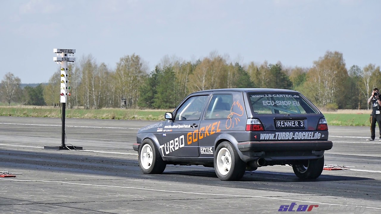 1/4 Mile 402m Turbo Gockel VW GOLF 2 AWD 1124hp  - 9.2s @ 262km/h