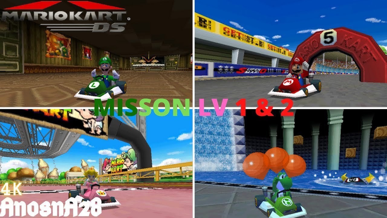 Mario Kart DS: Mission Mode Level 1 & Level 2 [4K]