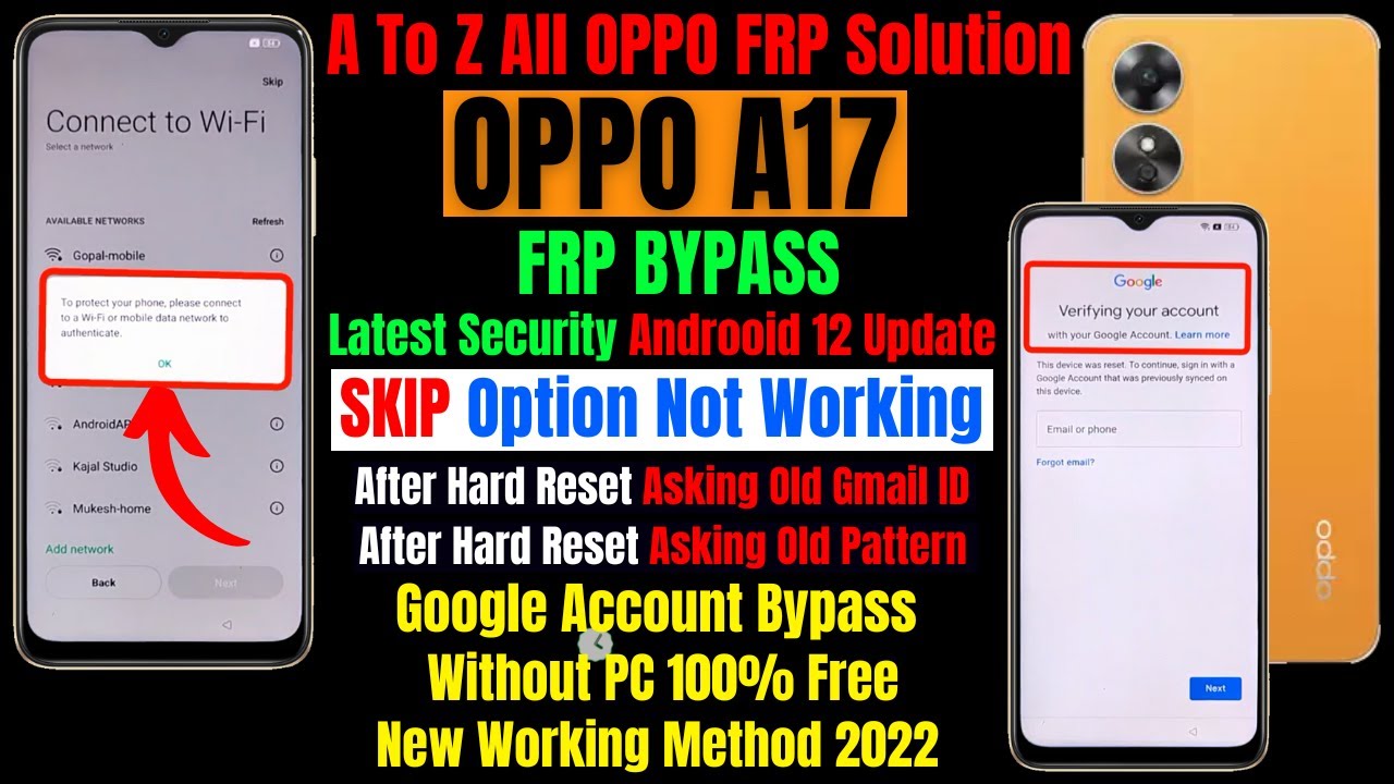 A To Z All OPPO FRP Bypass Without Pc / OPPO A17 Frp Bypass 100% Free New Security Android 12 Update