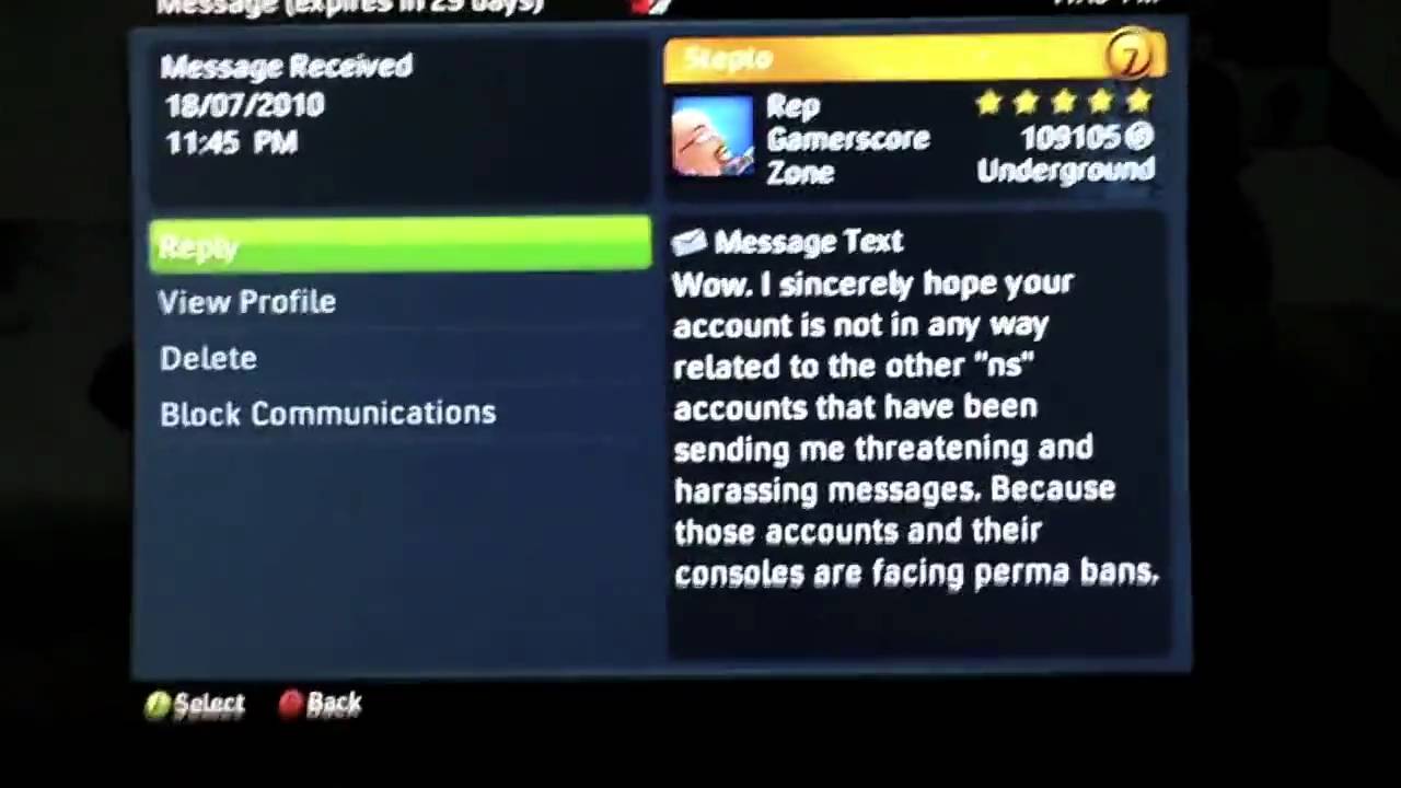Xbox Live Moderator Threatens Me