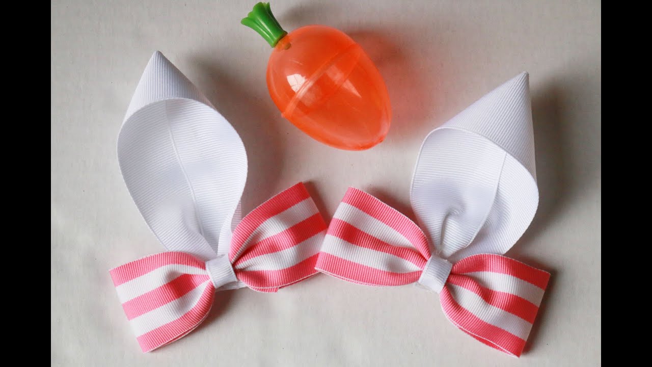 HOW TO MAKE BUNNY EARS HAIR BOWS for EASTER | hairbow tutorial