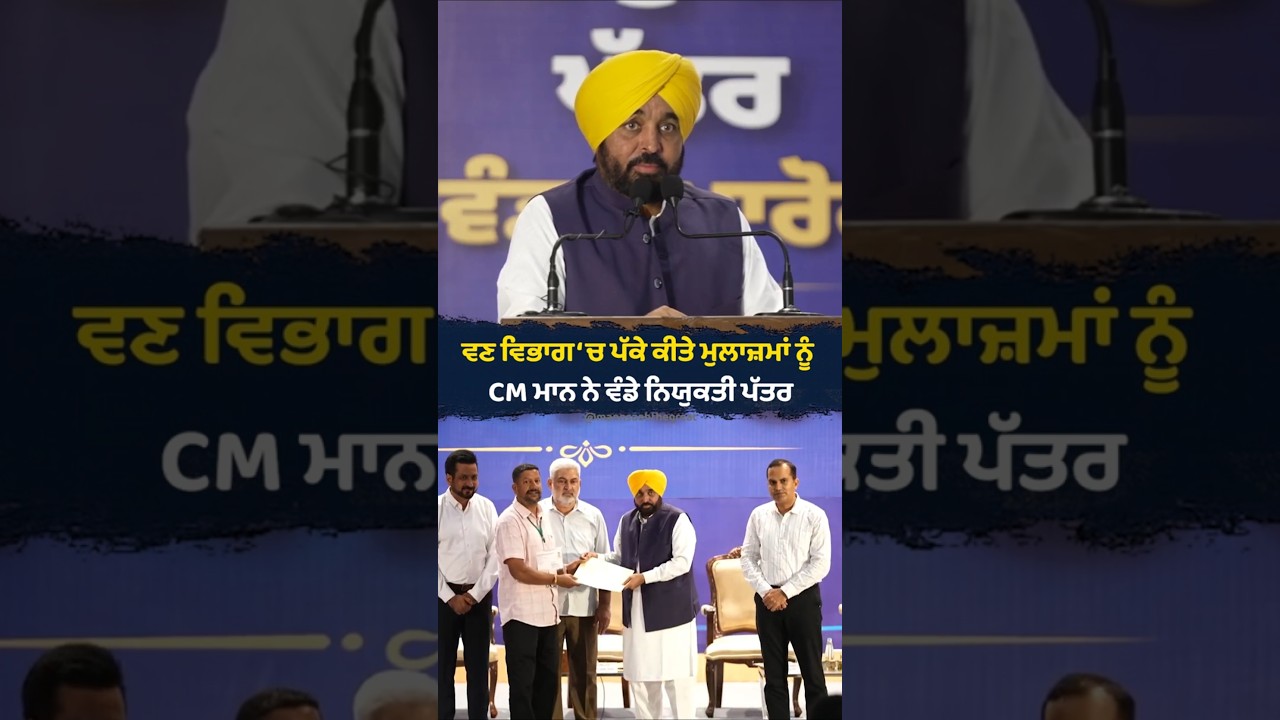 Forest Department &lsquo;ਚ ਪੱਕੇ ਕੀਤੇ ਮੁਲਾਜ਼ਮਾਂ ਨੂੰ CM Mann ਨੇ ਵੰਡੇ Appointment Letters 🌿 | Bhagwant Mann