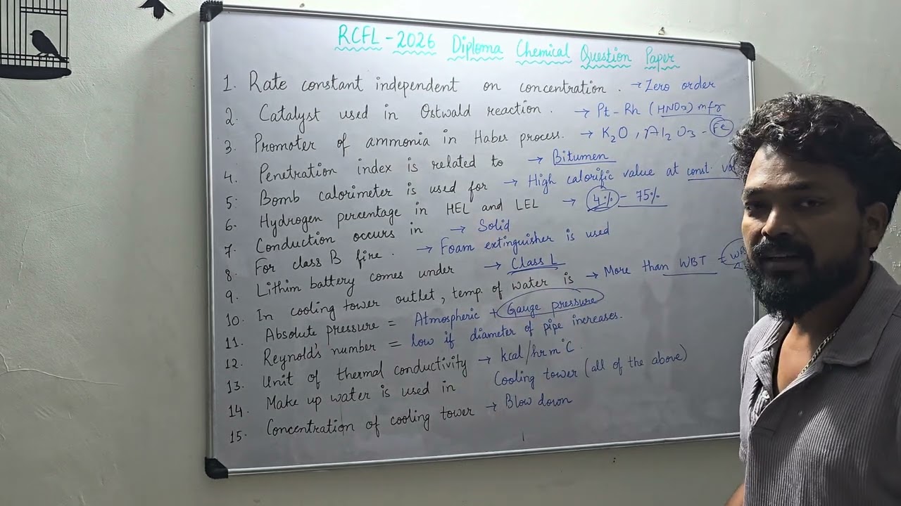 RCFL part -01 Operator (Chemical) Trainee 2026 Question Paper with Answers  #RCFL #IOCL #HRRL #HPCL