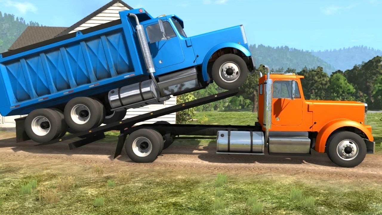 BeamNG Drive - Loading & Transporting a Dump Truck on the Rollback Tow Truck