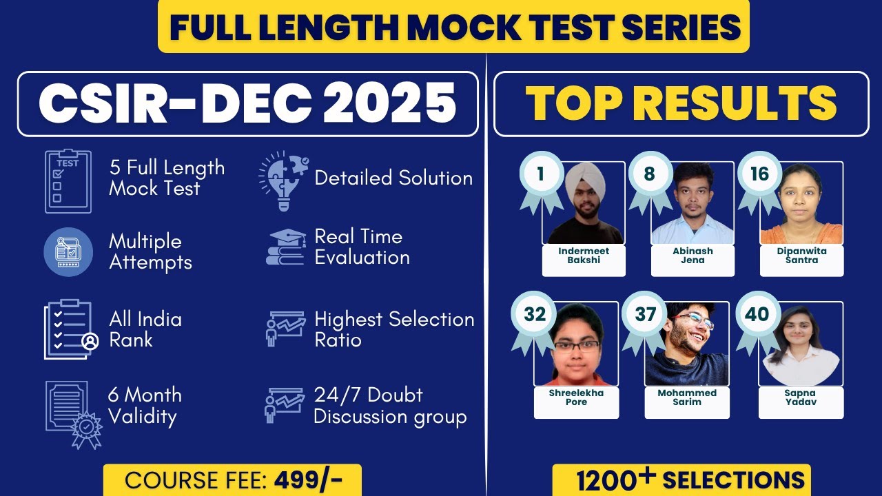 CSIR Dec 2025 Life Science | Full Length Mock Test Series | 499/- Only | Visit Vedemy Website Now |