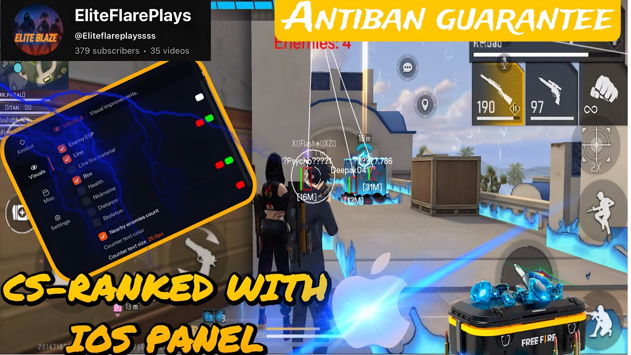 CS RANKED WITH IOS ANTIBAN PANEL || SILENT AIMBOT || FULL CUSTOM PANEL ||