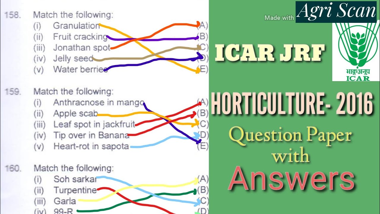 ICAR JRF HORTICULTURE 2016 Solved question paper