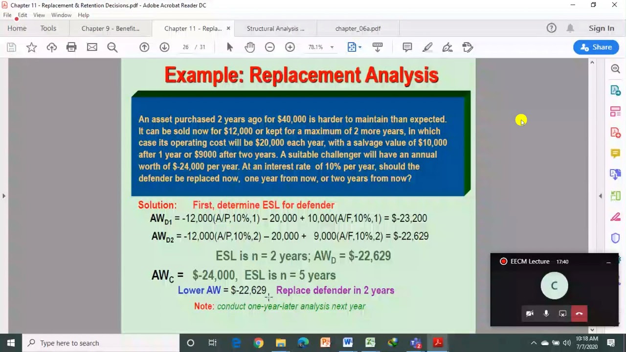 06-Replacement Analysis with specified period | Replacement Value |  Cahp 11 | Engineering Economy