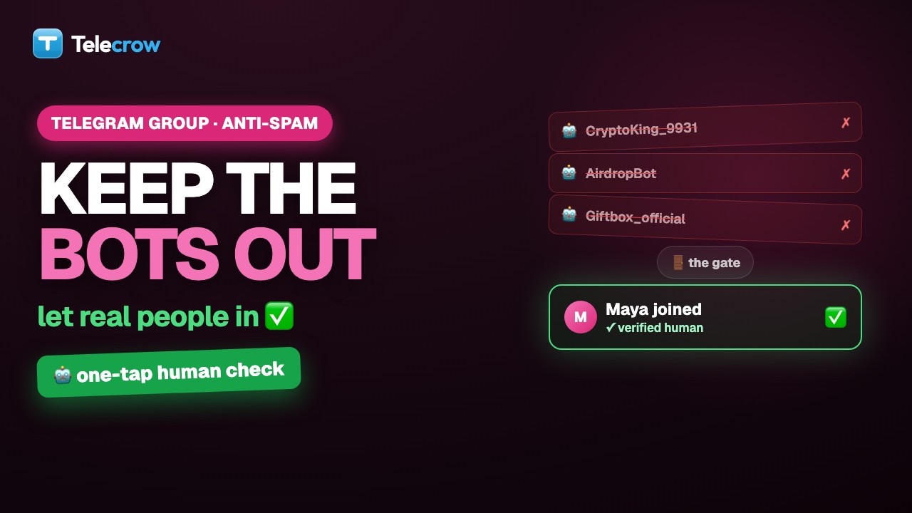 Stop Bots & Spam in Your Telegram Group &mdash; Free Captcha Gate (No Code)