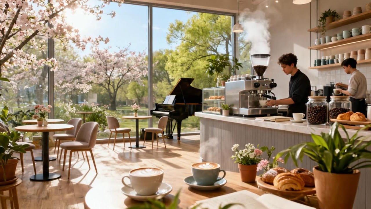 春の優しいピアノモーメント 🌷🎶 穏やかなカフェの流れ