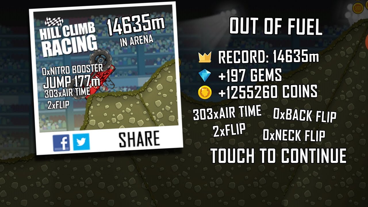 Hill Climb Racing. Big Finger & Arena - 14635m (Former WR)