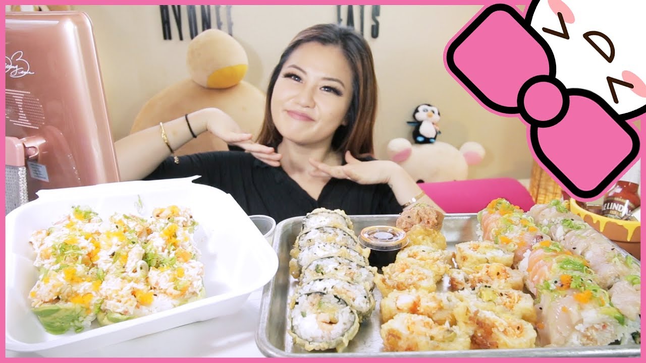MAKEUP TUTORIAL with SUSHI | MUKBANG | GRWM
