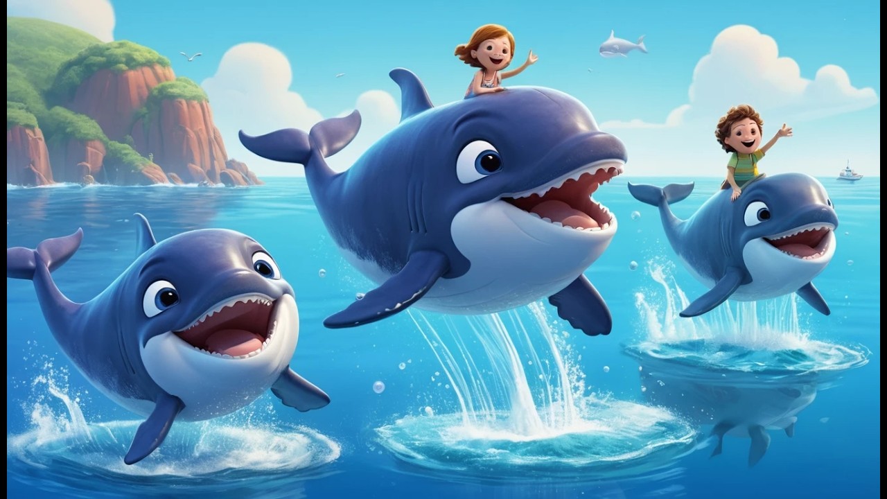 Fünf kleine Blauwale! Platsch, platsch, platsch | Meereslieder & Zählen für Kinder