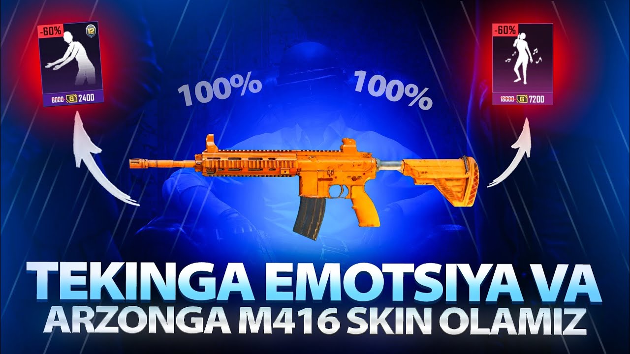 TEKINGA EMOTSIYA VA ARZONGA M416 GA SKIN OLAMIZ😱 / PUBG MOBILE