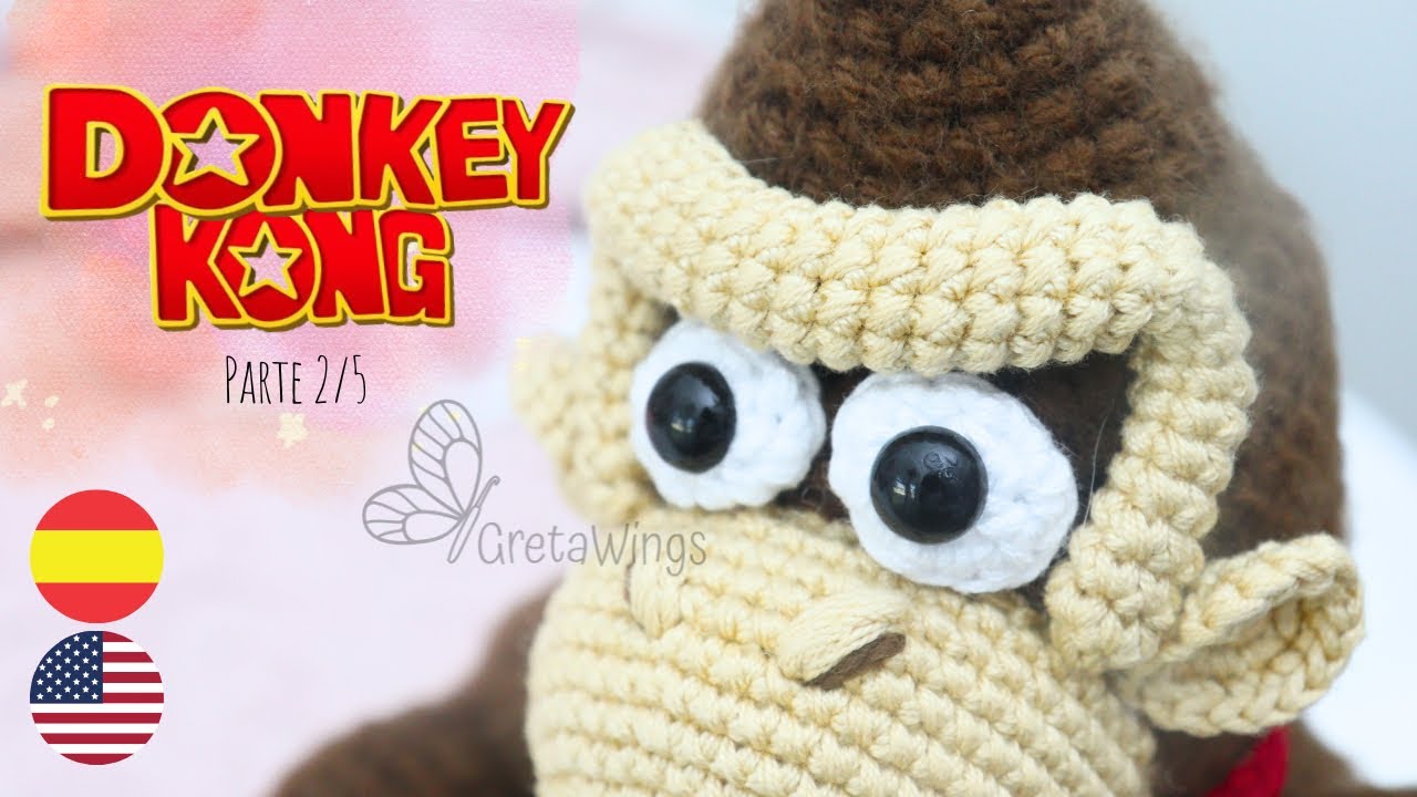 Como tejer a Donkey Kong Amigurumi | PARTE 2/5 | Subtitled 🇺🇸🇪🇸 GretaWings @gretawingsdiy