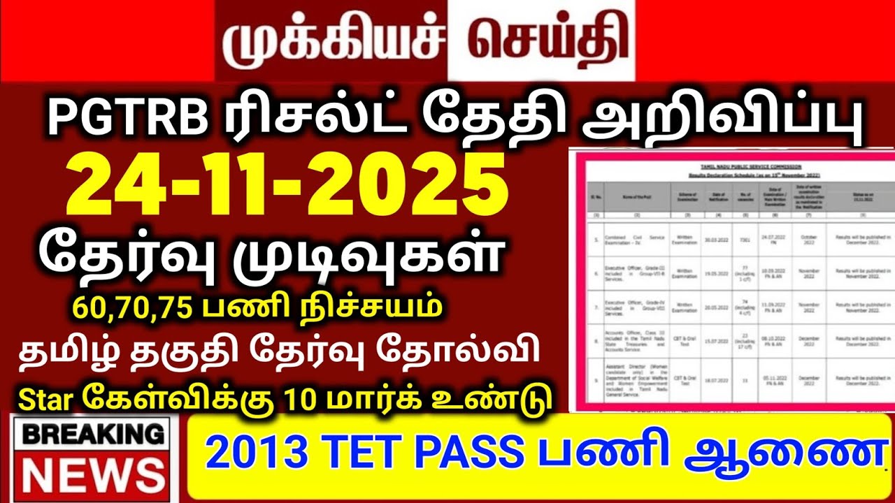 PGTRB ALL DEPT CUT OFF today news | trb lastest update btBRTE, Sgt, TET, PGTRB |PGTRB 2025 |