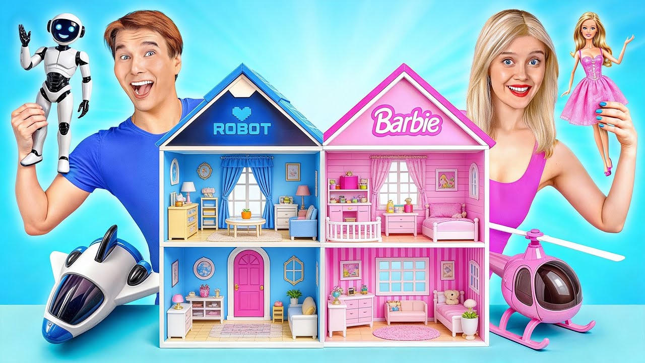 Строим Удивительный Кукольный Домик Барби против Робота Челлендж | Крутые Творческие Лайфхаки