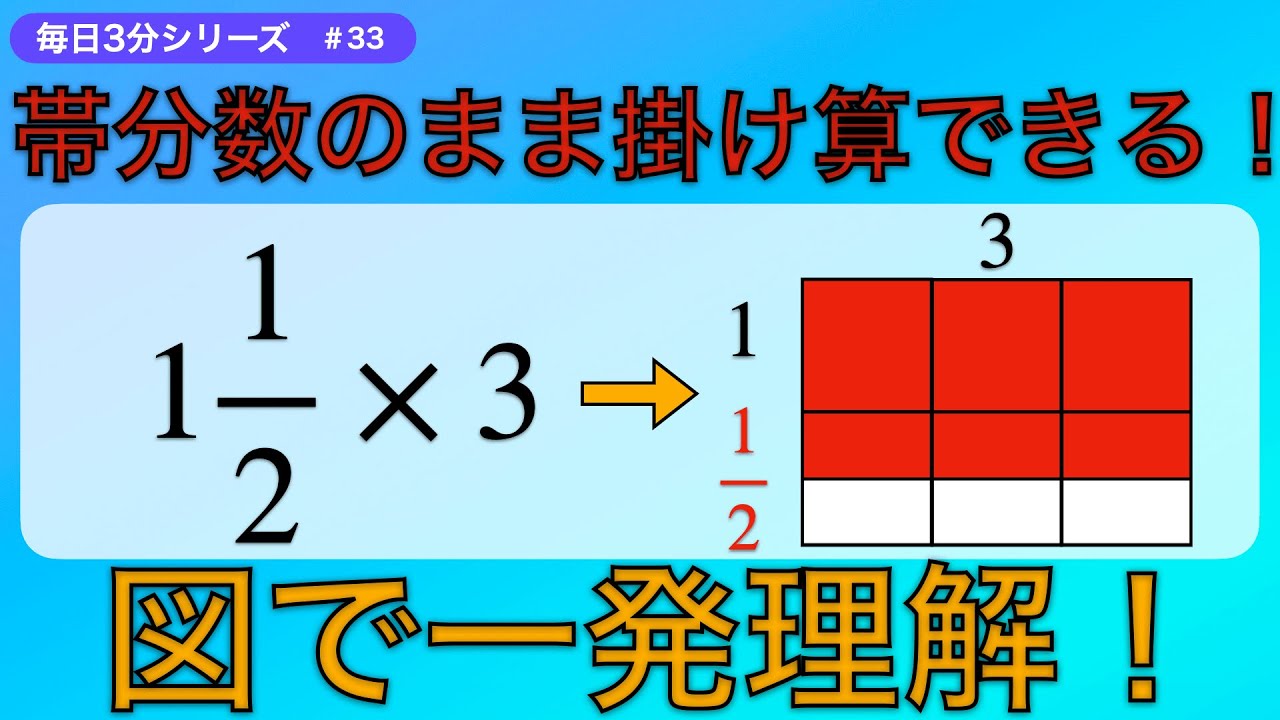 【毎日3分】面積でわかる！帯分数のまま掛け算できる理由とは？