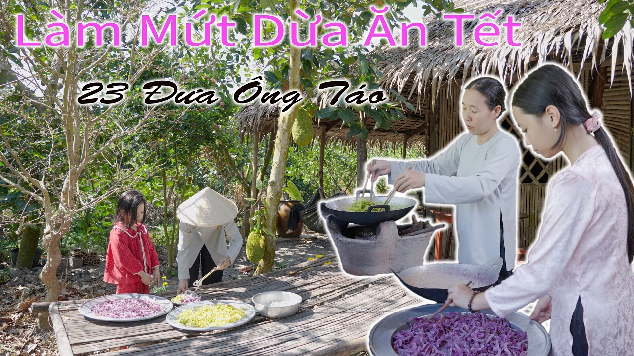 Làm mứt dừa ăn tết, tạo màu từ thực vật đẹp mắt an toàn sức khỏe | Ký Ức Miền Tây