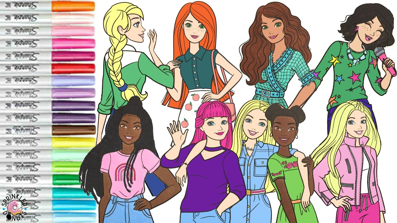 Barbie and Friends Coloring Book Compilation Barbie Teresa Daisy Nikki Brooklyn Summer and Renee
