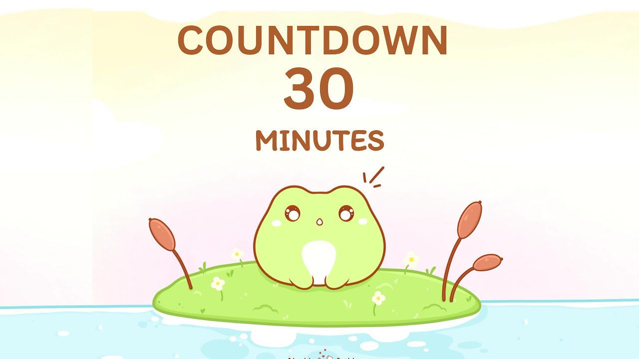 30 mins (Study Timer) Deep ambience animated cute frog Lofi aesthetic forest sounds.