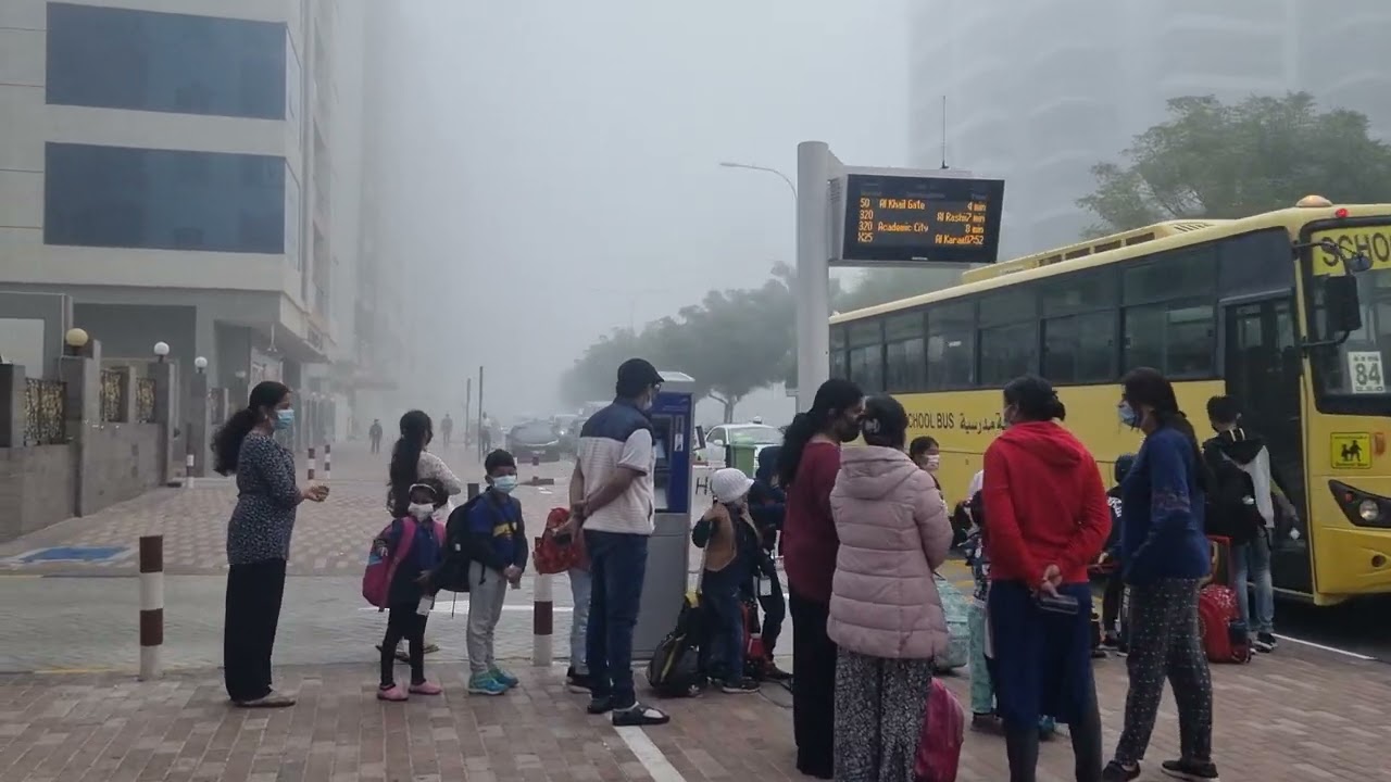 Dubai walk tour: Foggy morning in Dubai Silicon Oasis