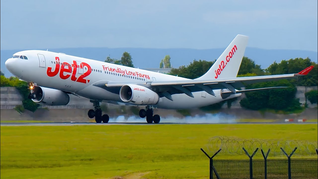 (STRONG CROSSWINDS) MANCHESTER AIRPORT LIVE -  Plane-spotting