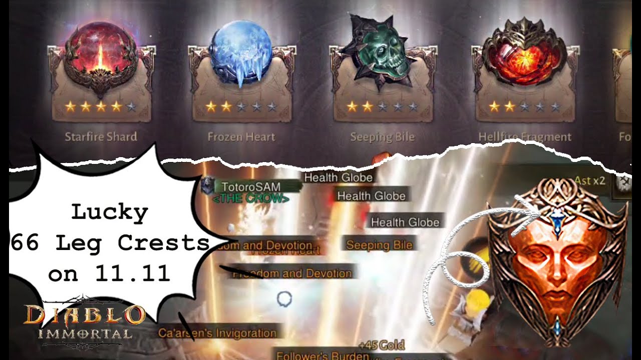 Luckiest 66 LEGENDARY CRESTS on 11.11 | Diablo Immortal
