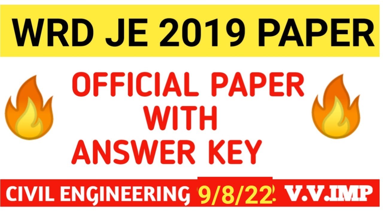 WRD JE 2019 Previous Papers ll WRD JE Solved Paper ll WRD Jr Civil Engineer Solved Question Papers
