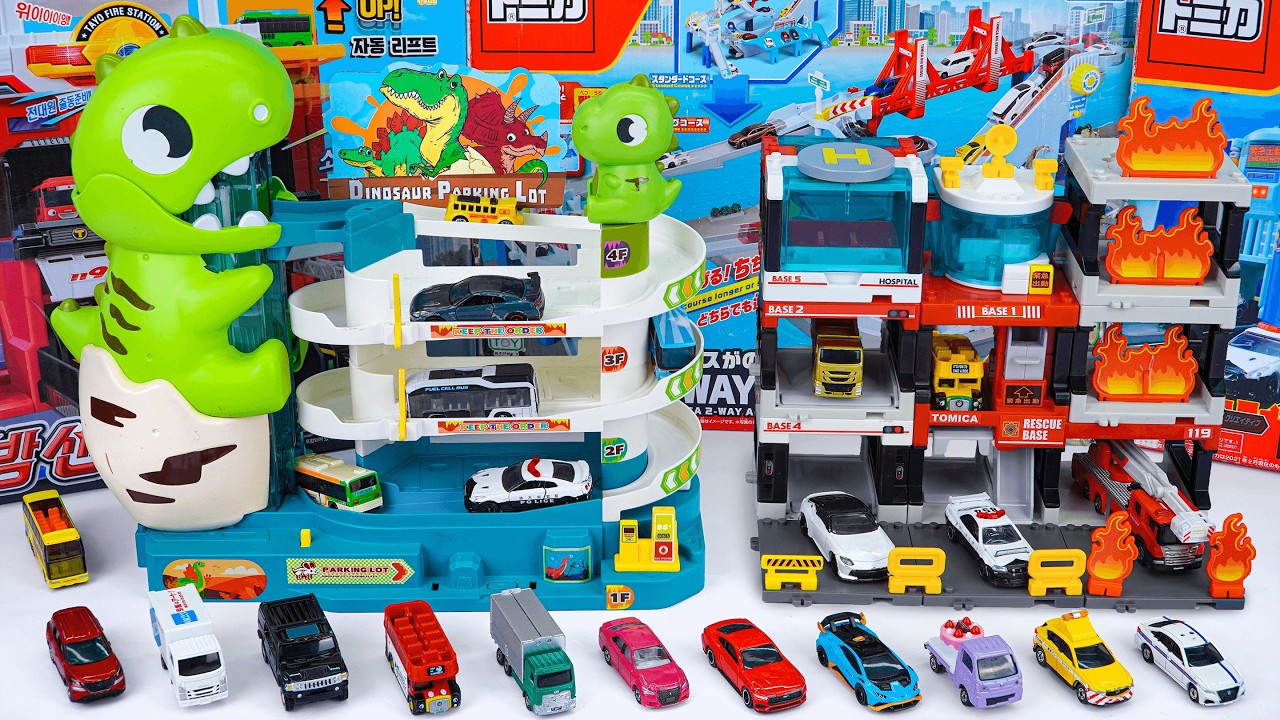 色んな消防車と救急車！はしご消防車が飛び出す!自動変形!Tomica Transformable Fire Truck Collection ASMR Satisfying with Unboxing