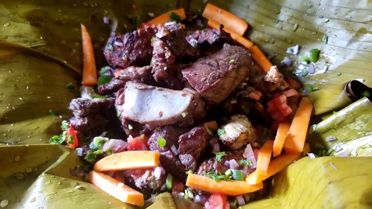 Beef Luwombo(meat in banana leaves)