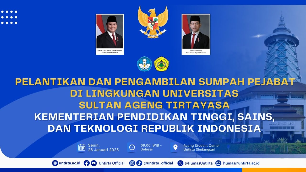 PELANTIKAN DAN PENGAMBILAN  SUMPAH PEJABAT DI LINGKUNGAN UNTIRTA