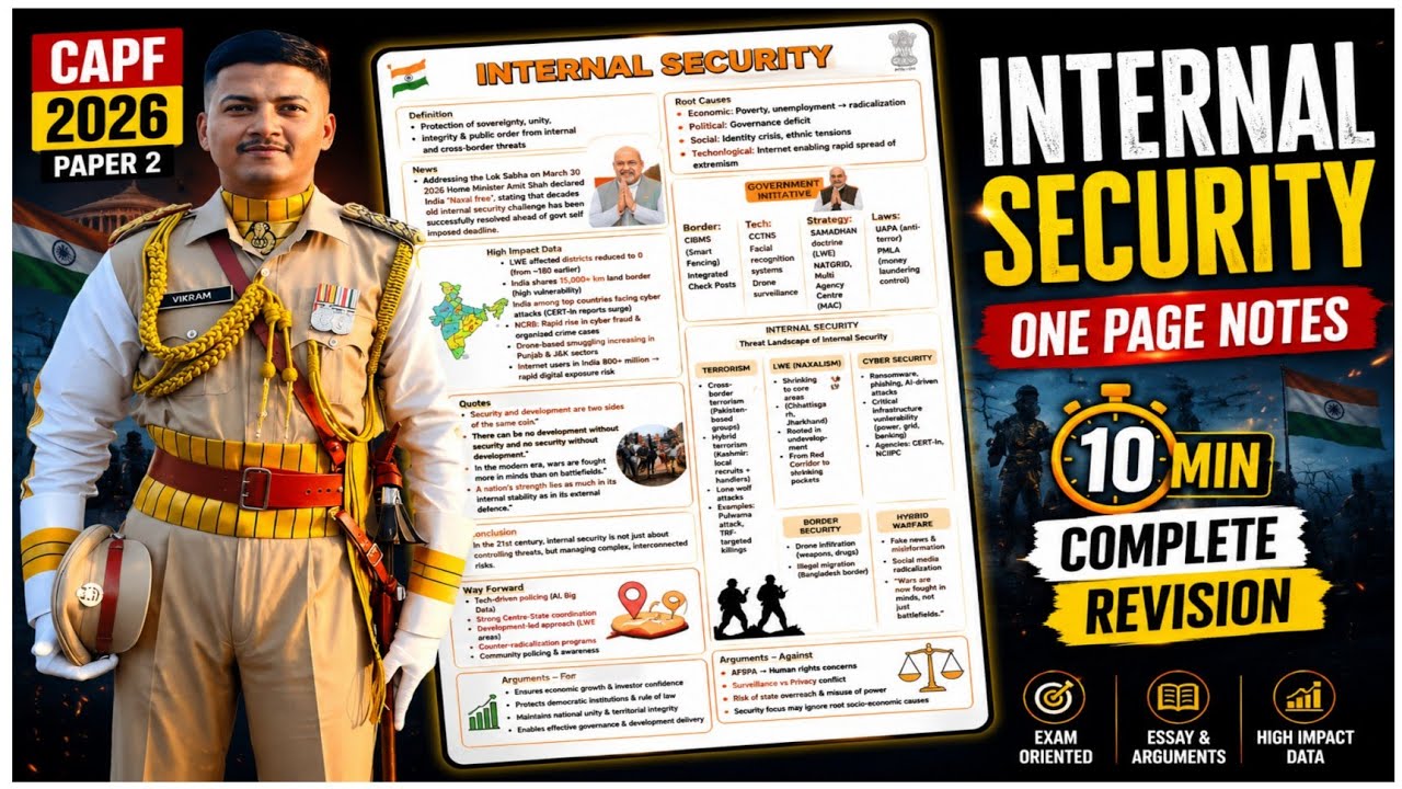 Internal Security CAPF 2026 | Most Expected Essay Topic for Paper 2 | Complete Notes