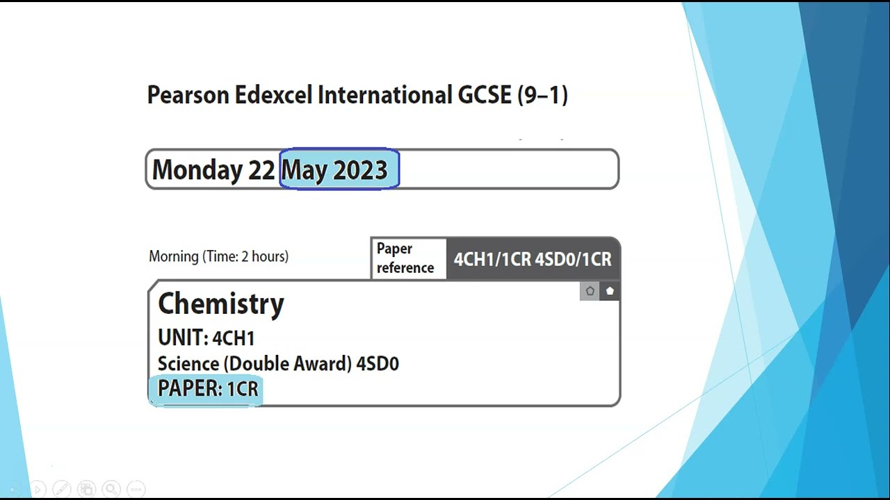 Paper 1CR May 2023 -  IGCSE Chemistry Edexcel  - Dr  Hanaa Assil