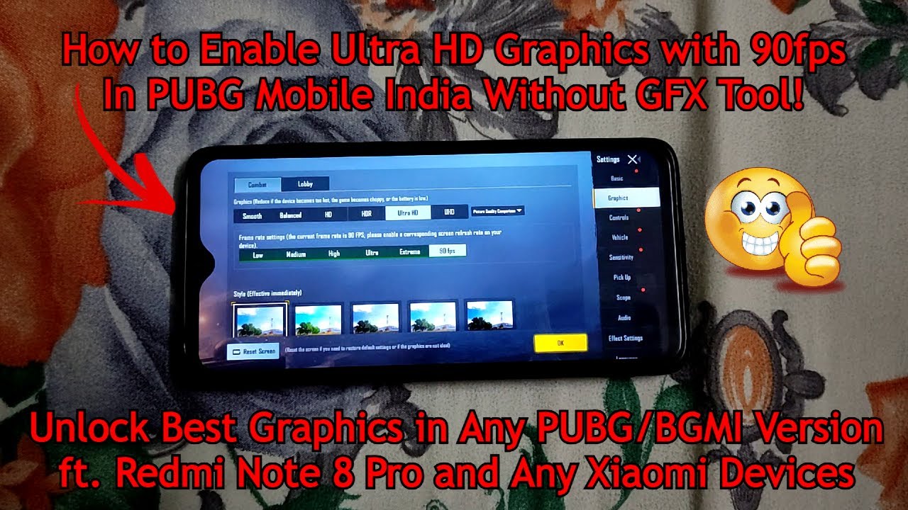 Get PUBG UltraHD 90fps Graphics Setting without GFX Tool in Redmi Note 8 Pro & Xiaomi Devices | 2021