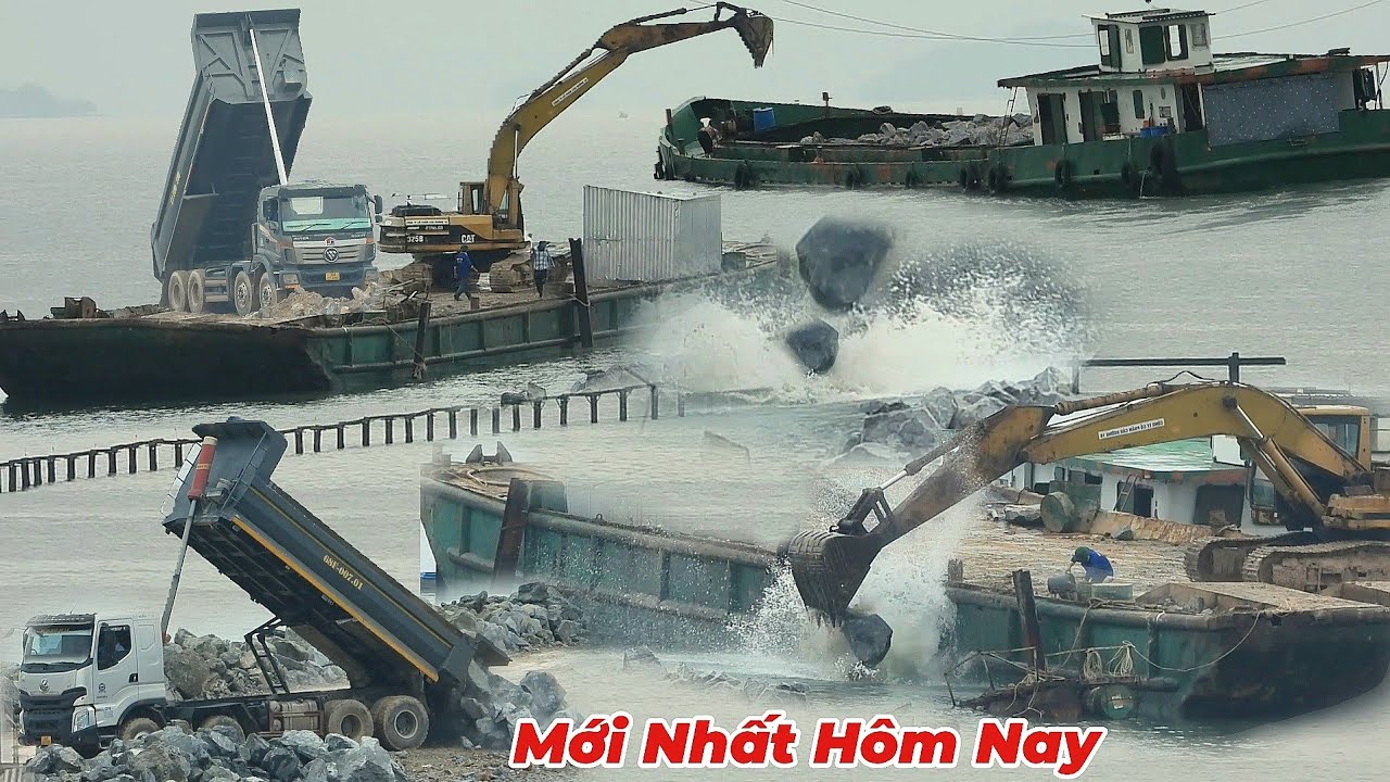 Sà Lan Chở Đá Từ Đất Liền Ra Làm Đường Vượt Biển Hà Tiên. NƯỚC Ngoài Xem Việt Nam Làm Cũng Phải Sợ.