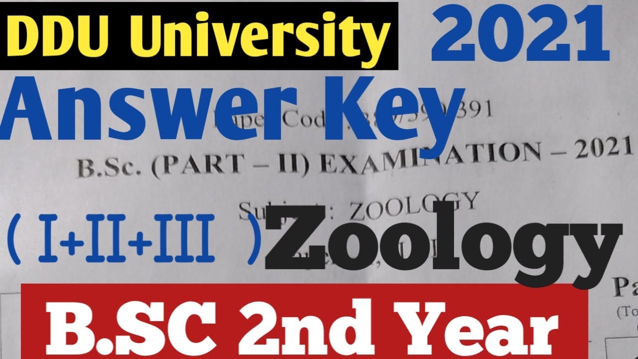 DDU B.Sc 2nd Year Zoology Answer Key, Zoology Answer Key 2021,DDU University...