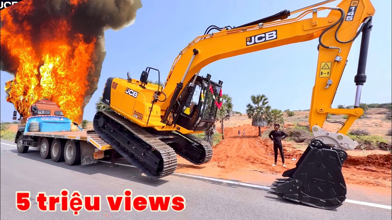 CẬU BÉ LÁI MÁY XÚC TRIỆU VIEW LEO LÊN Ô TÔ TẢI HOA MAI CHỞ ĐẾN CÔNG TRƯỜNG | EXCAVATOR TRUCK