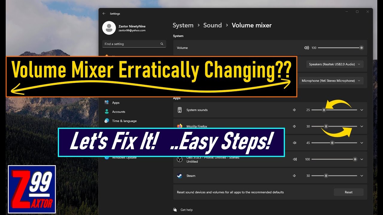 PROBLEM:  Volume Mixer Sliders Constantly Going Up & Down! - QUICK, EASY & SIMPLE SOLUTIONS!!